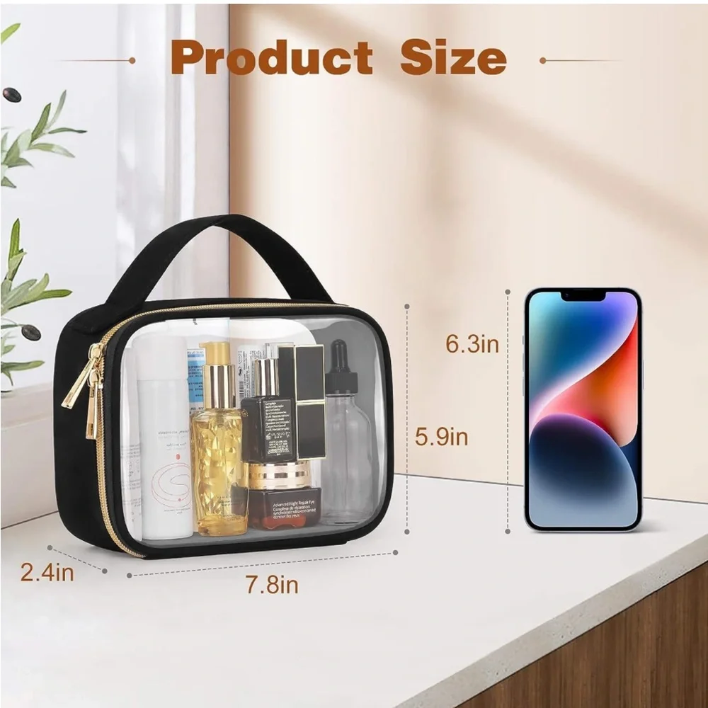 Toiletry Bag with handle (clear and blk) TSA approved (set of three)